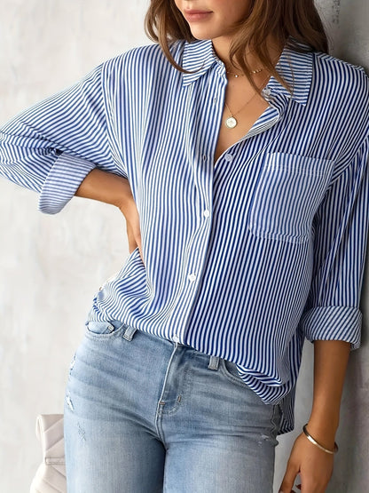 Nancy - Langes ärmelloses gestreiftes Freizeit-T-Shirt für Damen
