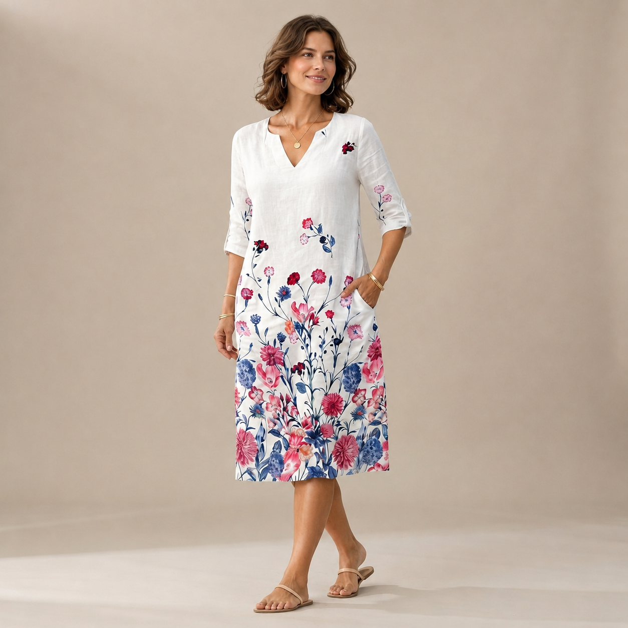 Ninna - Elegantes und schmeichelhaftes Kleid mit V-Ausschnitt