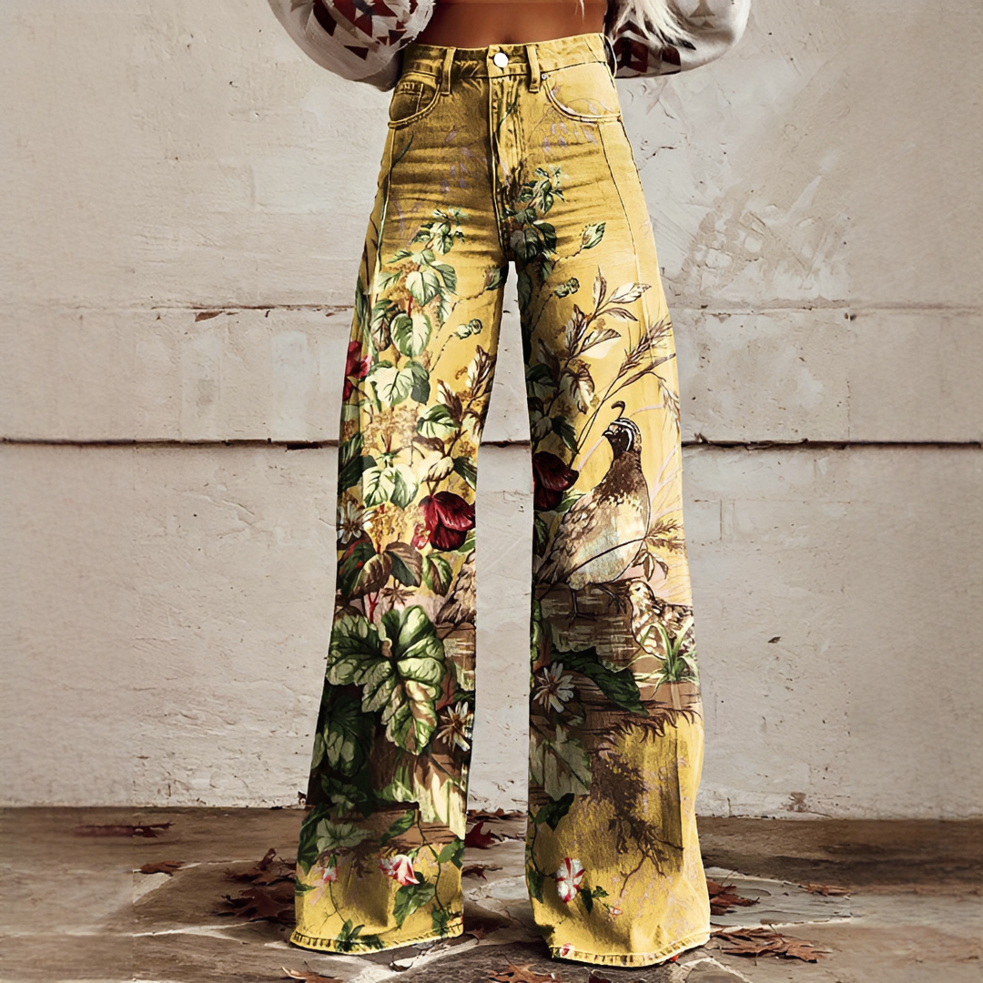 Shelley - Bequeme Weitbeinige Bedruckte Jeans