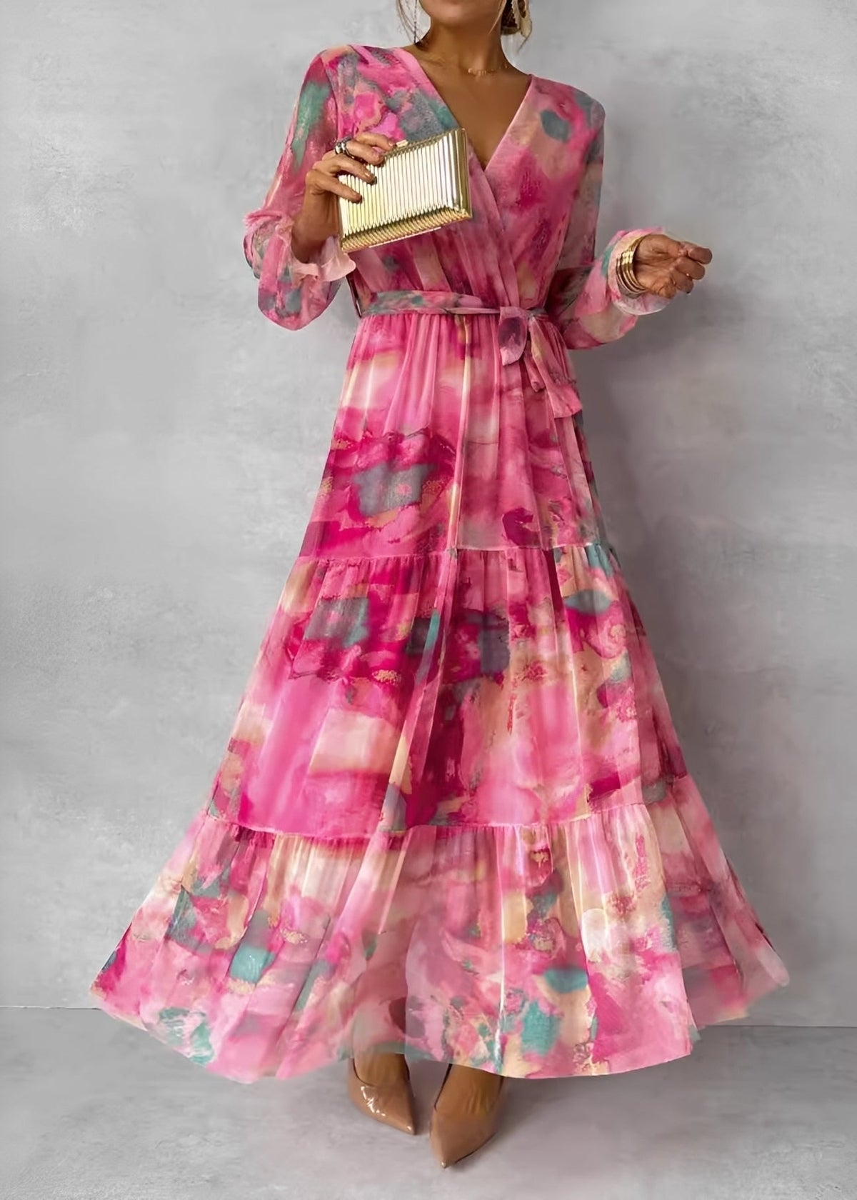 Melissa - Maxikleid mit langen Ärmeln und Blumenmuster für Frauen