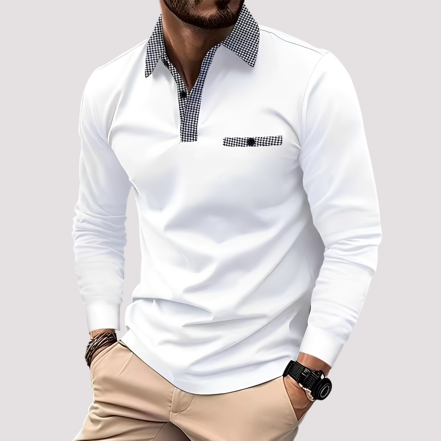 Aidan - Elegantes Polo mit langen Ärmeln für Herren