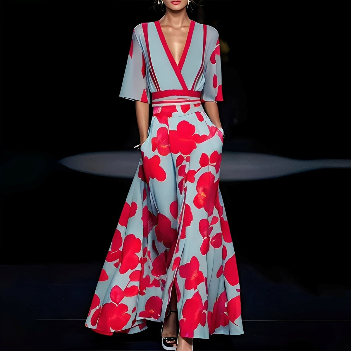 Debora - Damenmaxikleid mit Blumendruck
