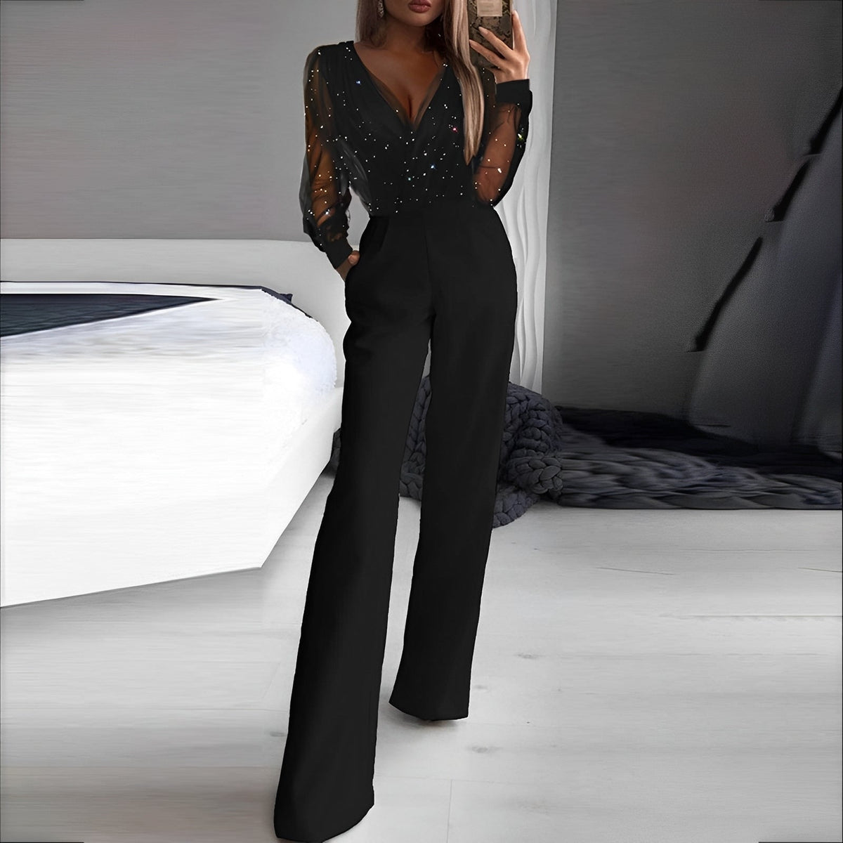 Alissa - Stilvoller Jumpsuit mit V-Ausschnitt für Damen