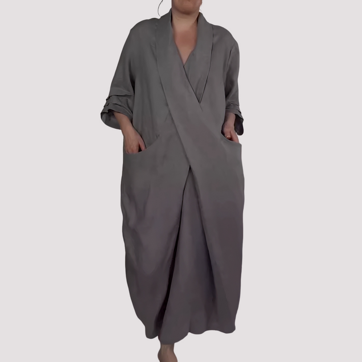 Alicia - Langes lockeres Kleid mit Tasche für Frauen