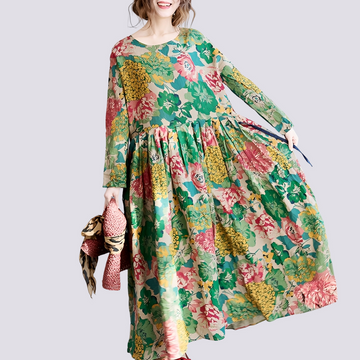 Terry - Lange elegante Maxikleid mit Blumenmuster für Frauen