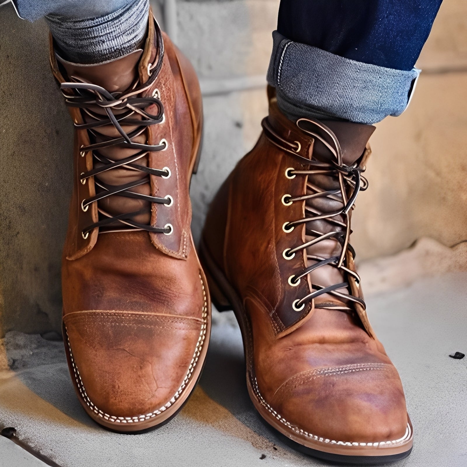 Lucrèce - Schnürstiefel im Vintage-Design
