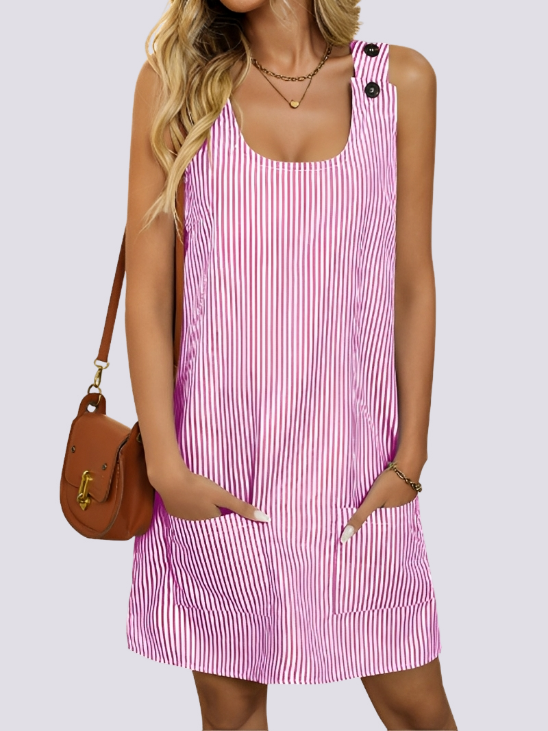 Ashley - Schickes gestreiftes Kleid mit Taschen für Frauen