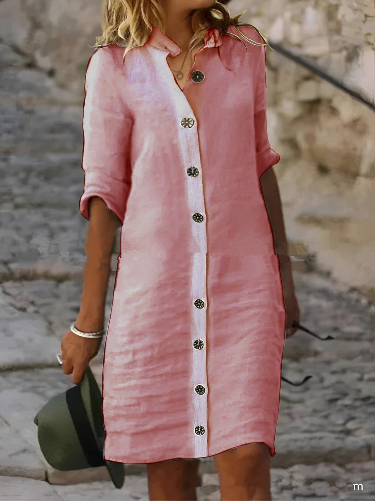 Paula - Lässiges Hemdkleid mit halblangen Ärmeln für Damen