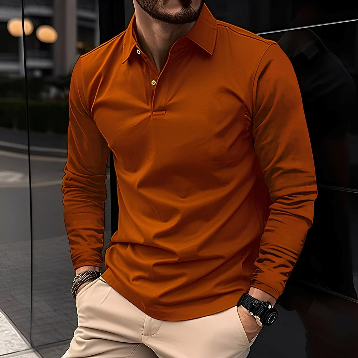 Deacon - Gemütliches Langarm-Poloshirt