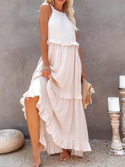 Zanna - Elegantes ärmelloses Kleid mit Volants für Frauen