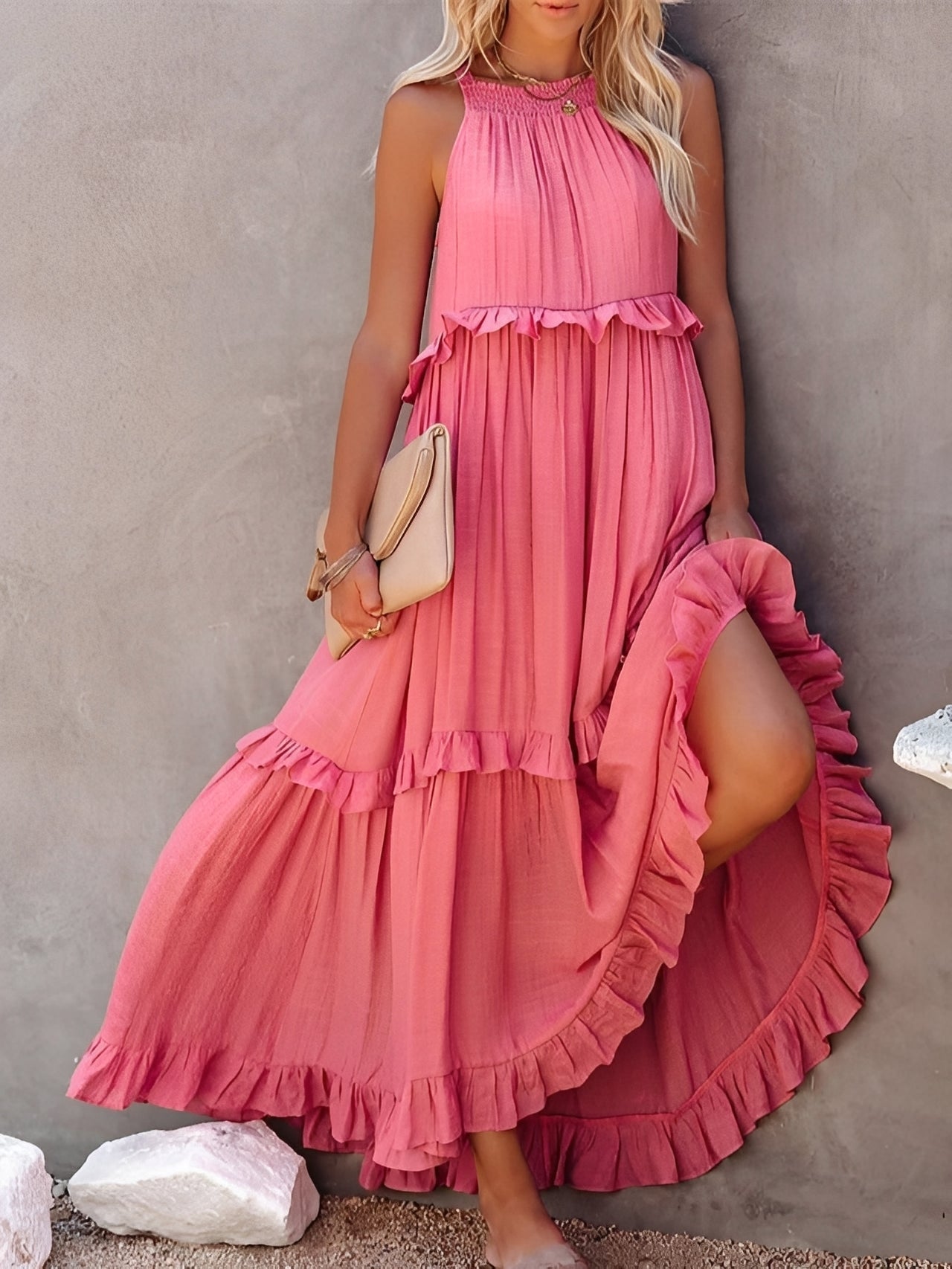 Zanna - Elegantes ärmelloses Kleid mit Volants für Frauen