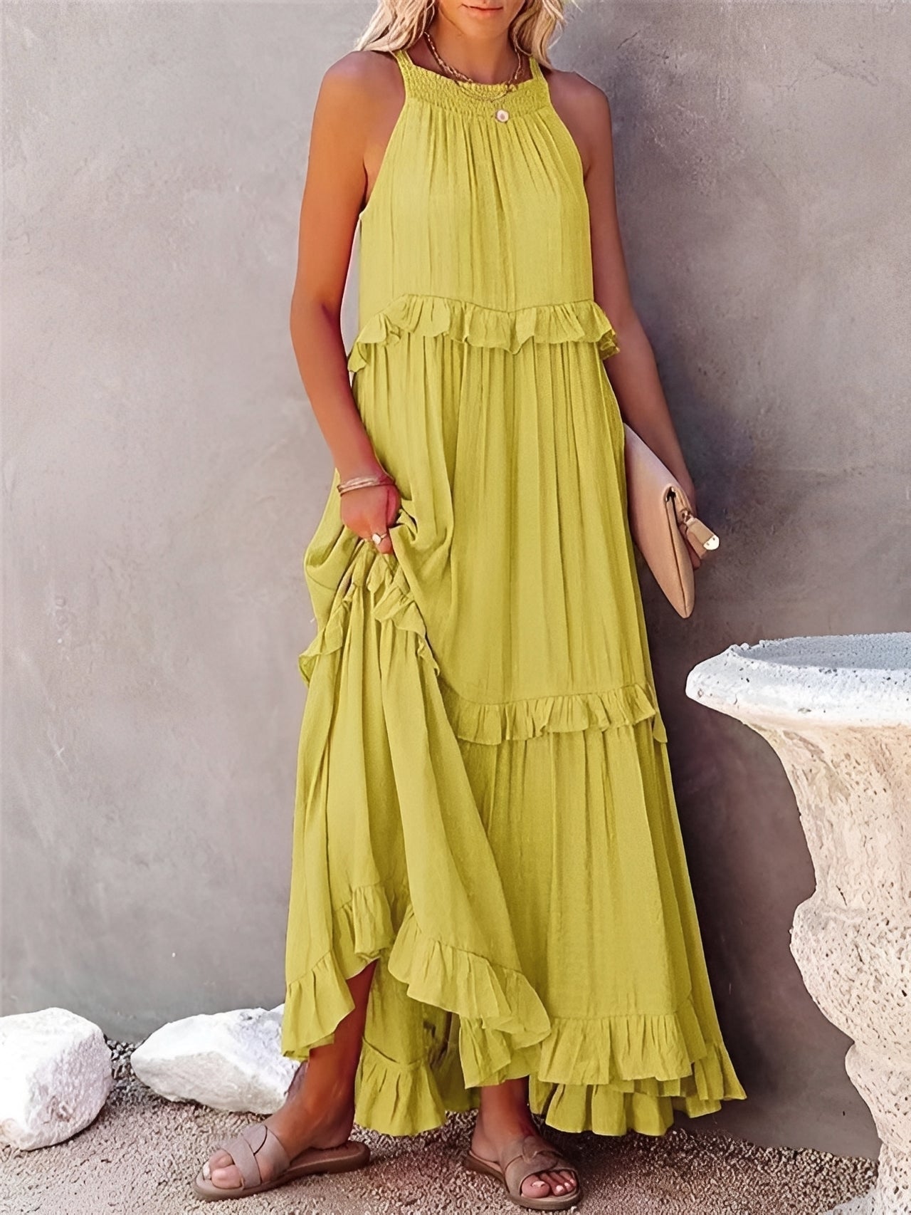 Zanna - Elegantes ärmelloses Kleid mit Volants für Frauen