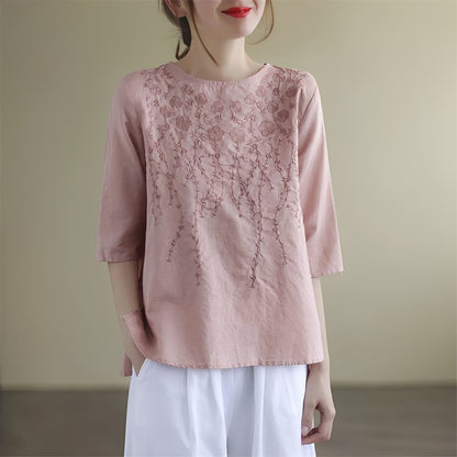 Amelia - Elegante bestickte Blusen mit Halbarm für Frauen