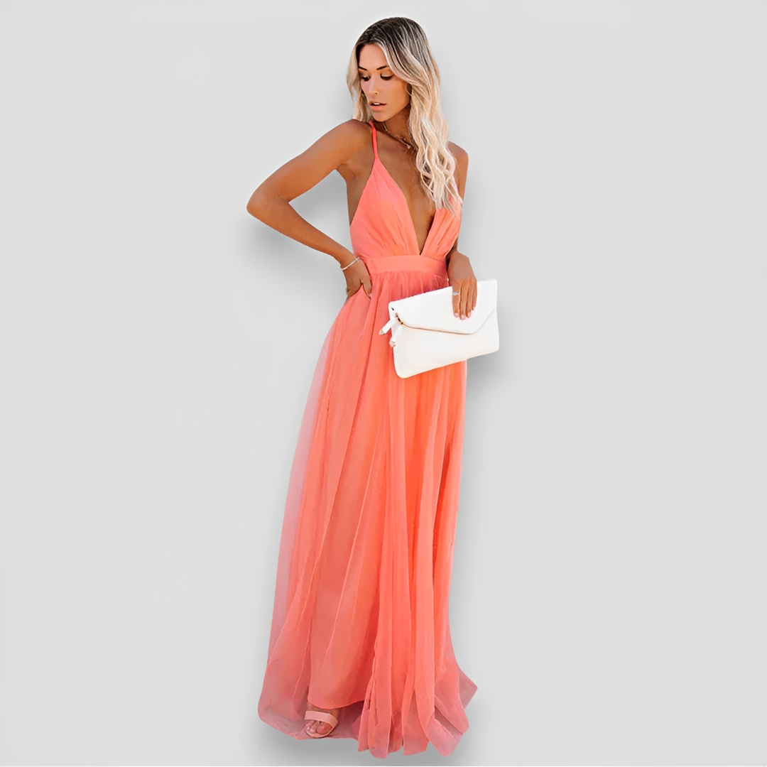 Lidia - Stilvolles Maxi-Kleid mit V-Ausschnitt