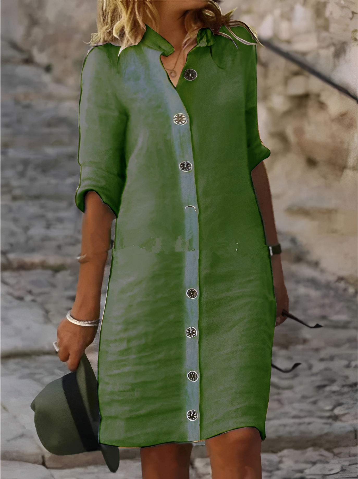 Paula - Lässiges Hemdkleid mit halblangen Ärmeln für Damen