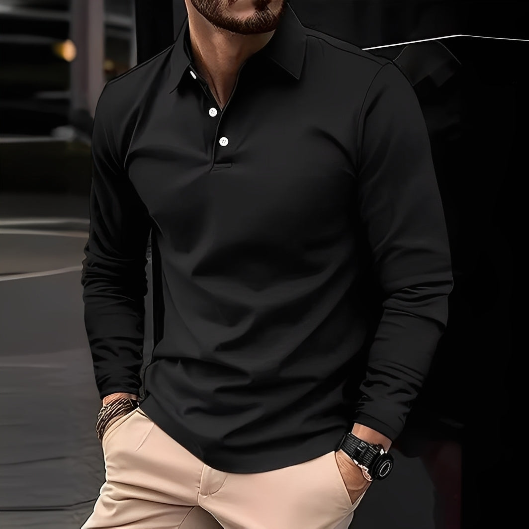Deacon - Gemütliches Langarm-Poloshirt