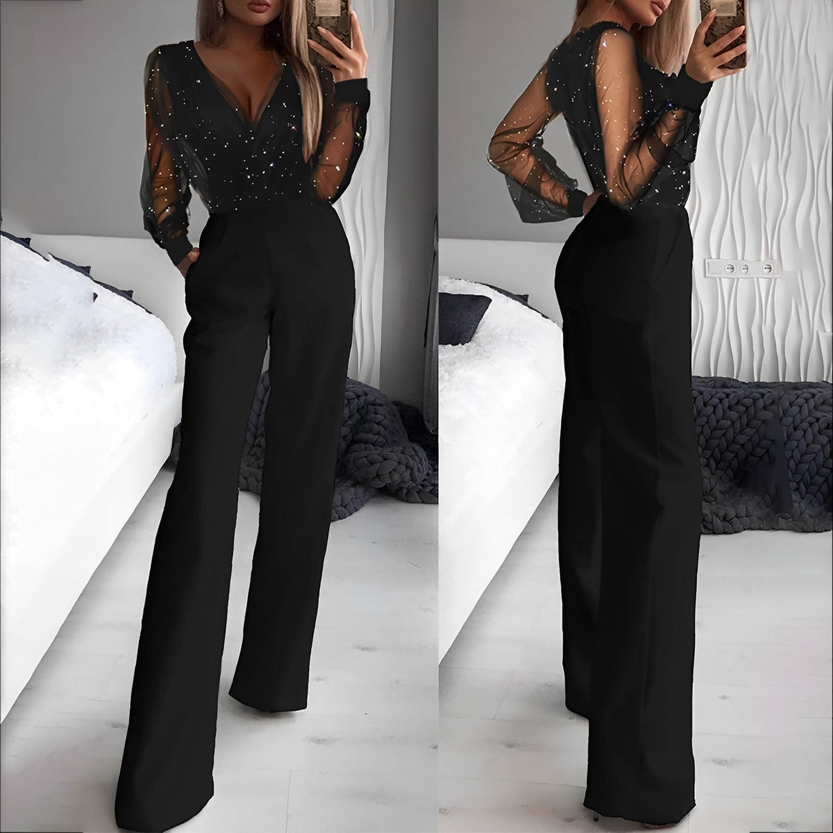 Alissa - Stilvoller Jumpsuit mit V-Ausschnitt für Damen