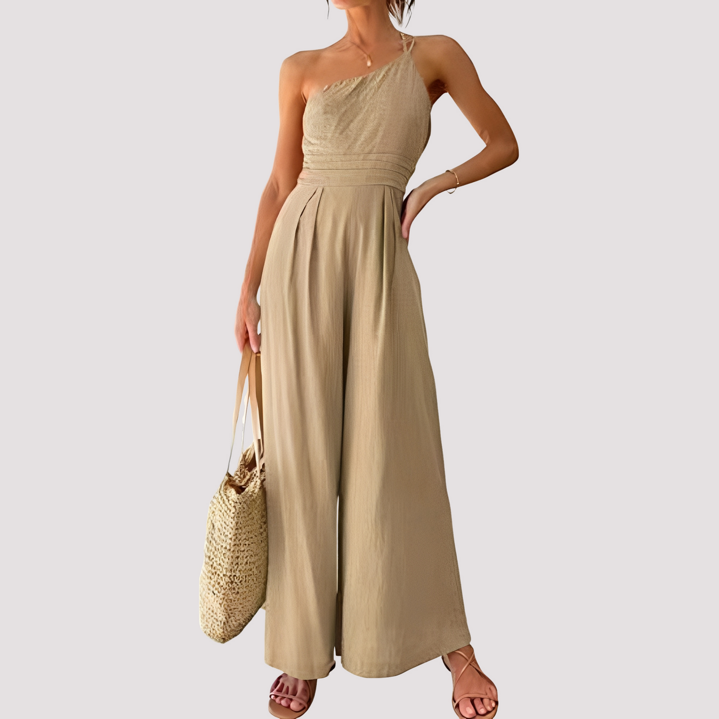 Carla - Eleganter Damen-Overall mit einer Schulter und weiten Beinen