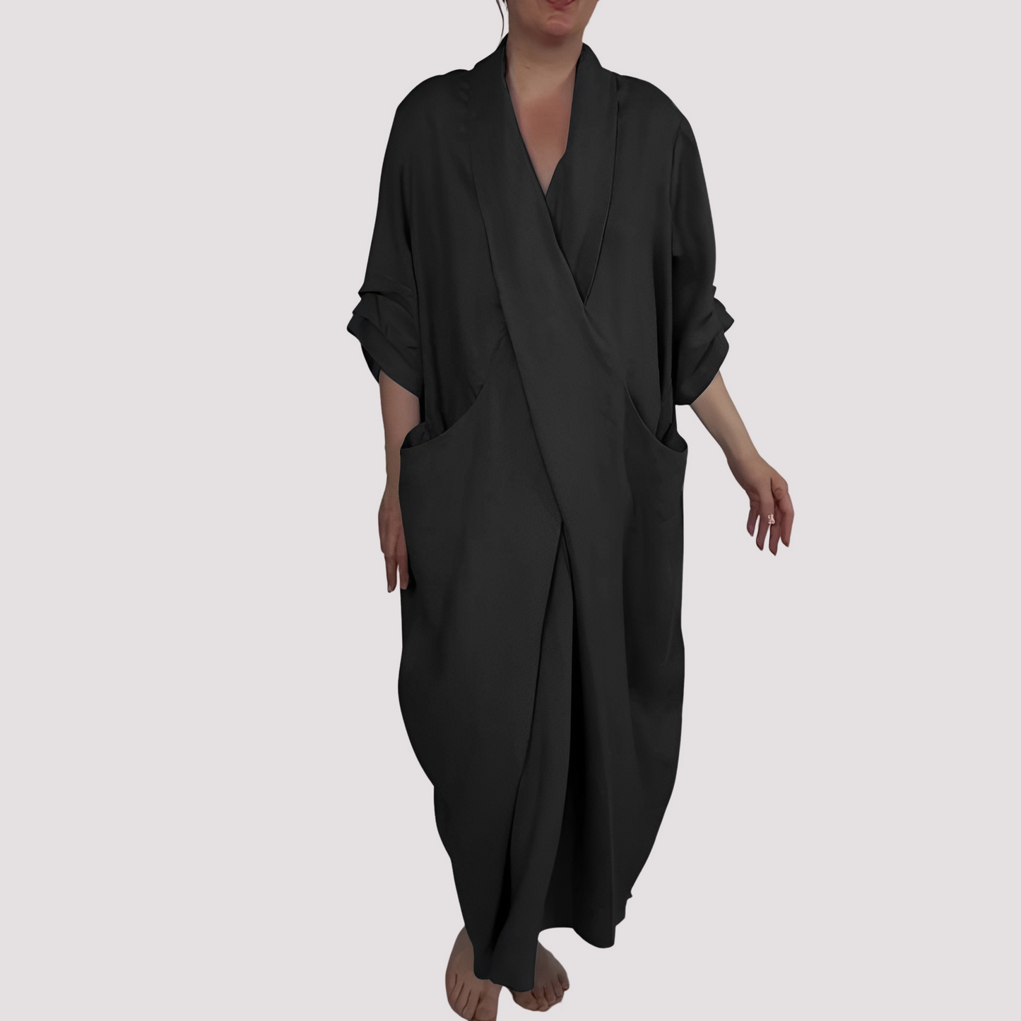 Alicia - Langes lockeres Kleid mit Tasche für Frauen