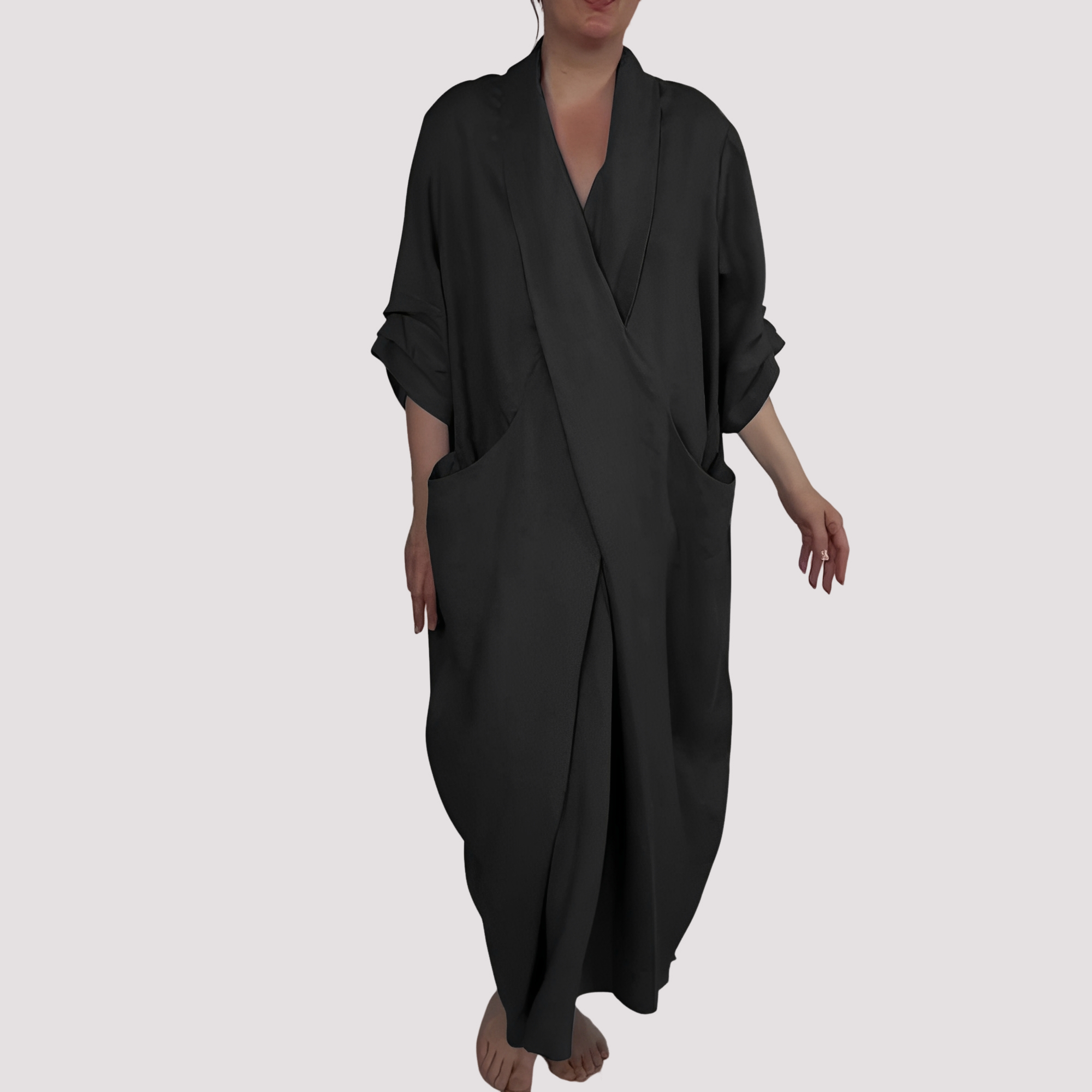 Alicia - Langes lockeres Kleid mit Tasche für Frauen