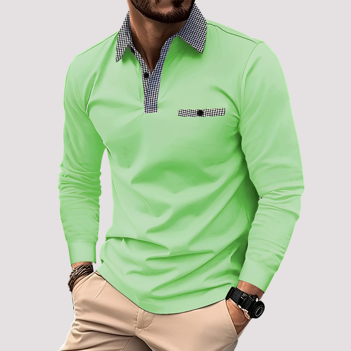 Aidan - Elegantes Polo mit langen Ärmeln für Herren