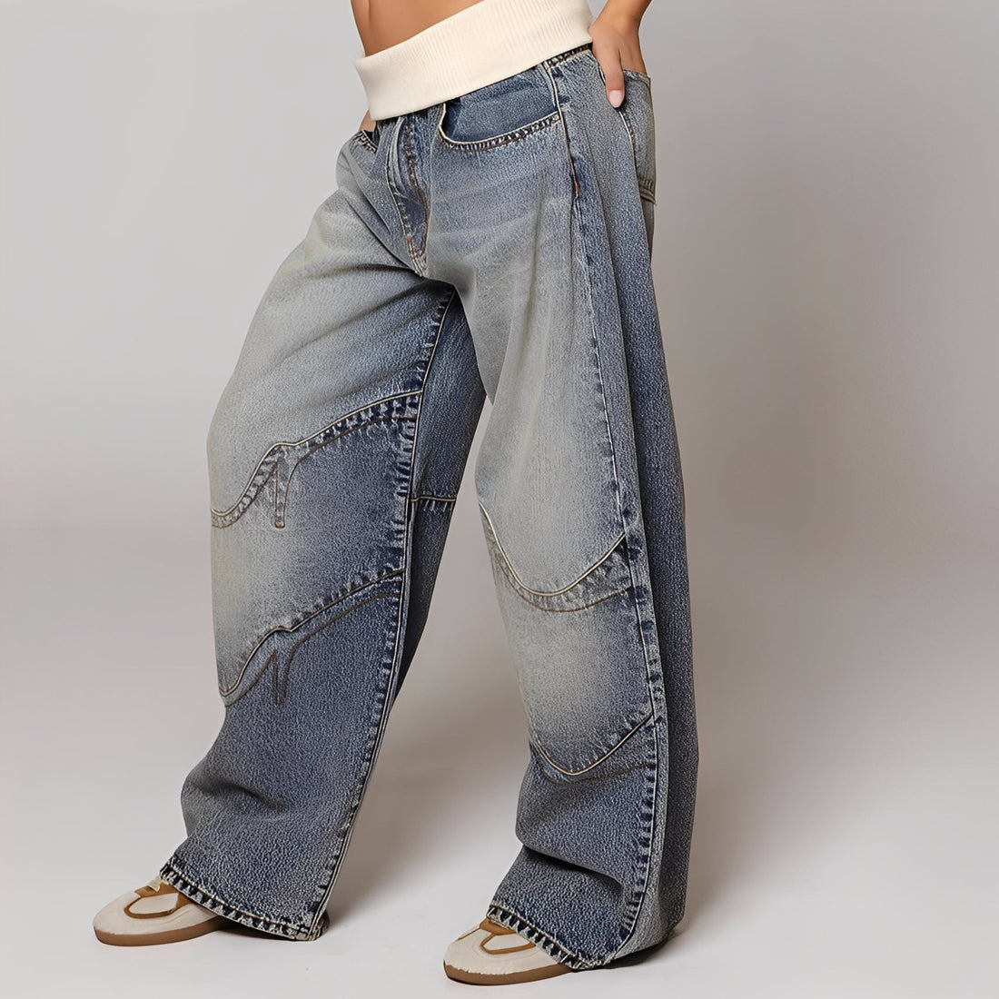 Vanessa - Komfortable, gewaschene Baggy-Jeans für Damen