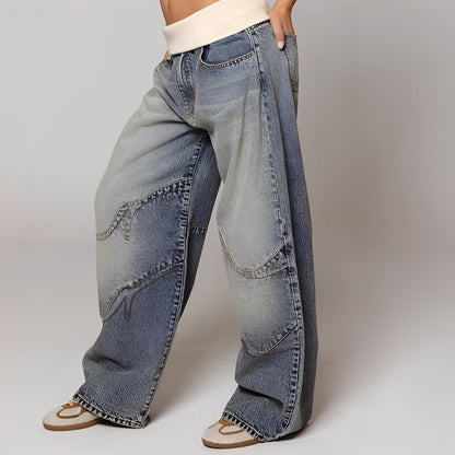 Vanessa - Komfortable, gewaschene Baggy-Jeans für Damen