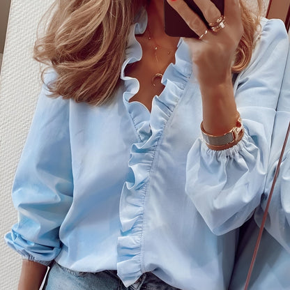 Martha - Elegante Bluse mit Volants und V-Ausschnitt für Frauen