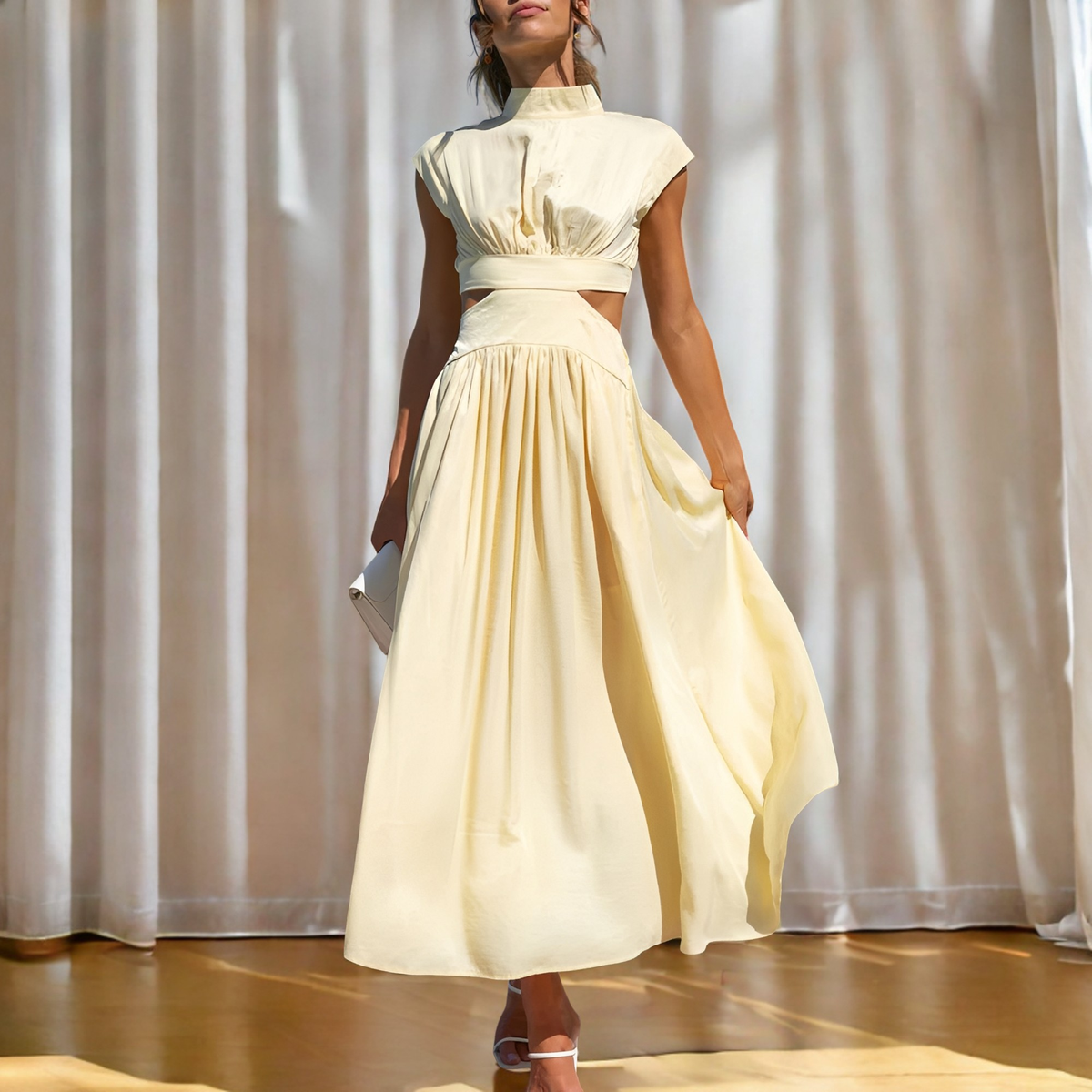 Christina - Maxikleid lässig mit Taillenausschnitt für Damen