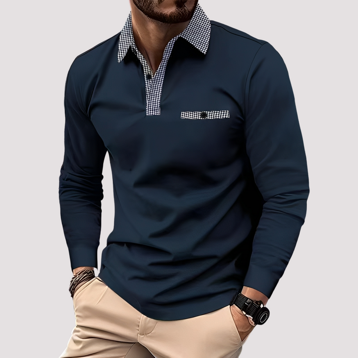 Aidan - Elegantes Polo mit langen Ärmeln für Herren