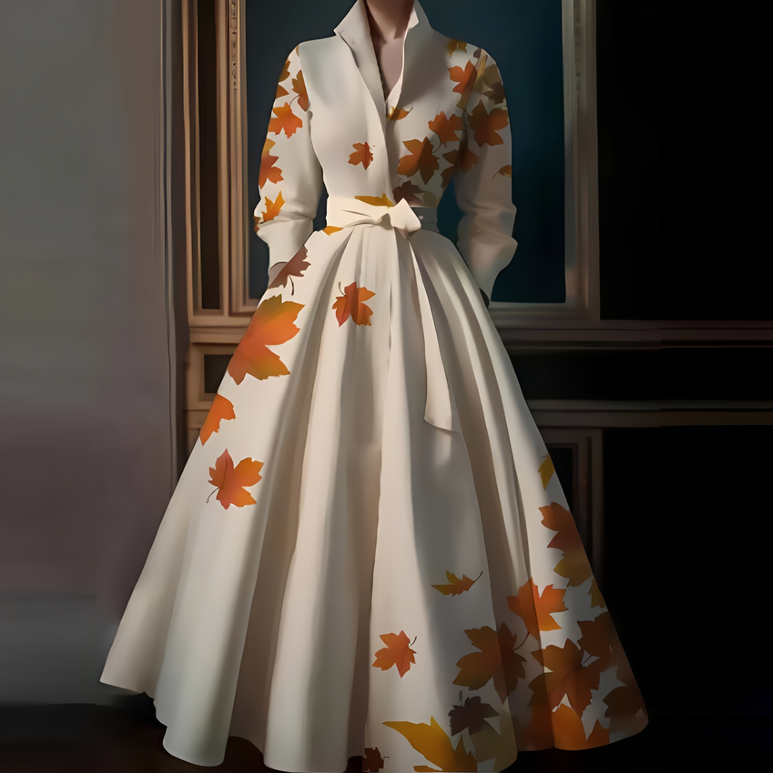 Megan - Langes elegantes Kleid mit Gürtel für Frauen