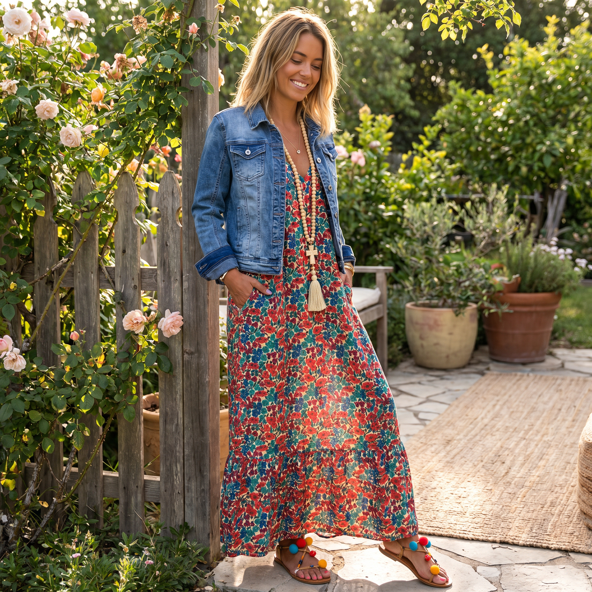 Shalisha - Elegantes Bohemian Kleid mit V-Ausschnitt
