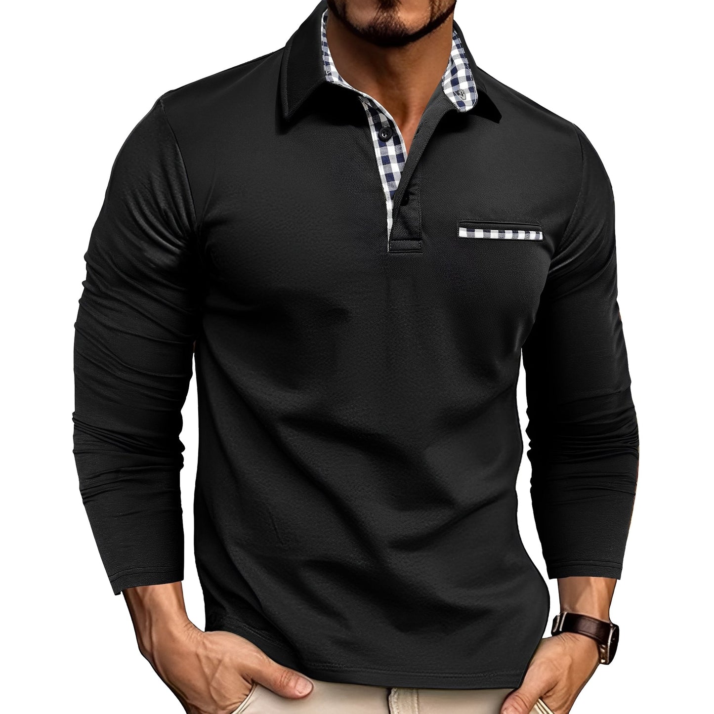 Gerald - Polo mit langen Ärmeln elegant für Männer