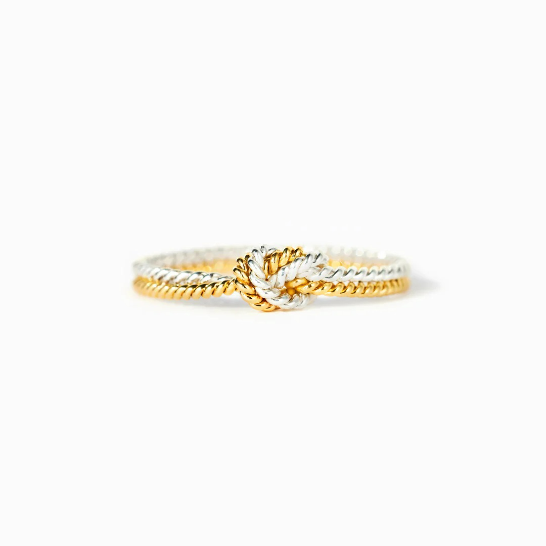 Knotenring mit Engelschnur - Gold und Silber