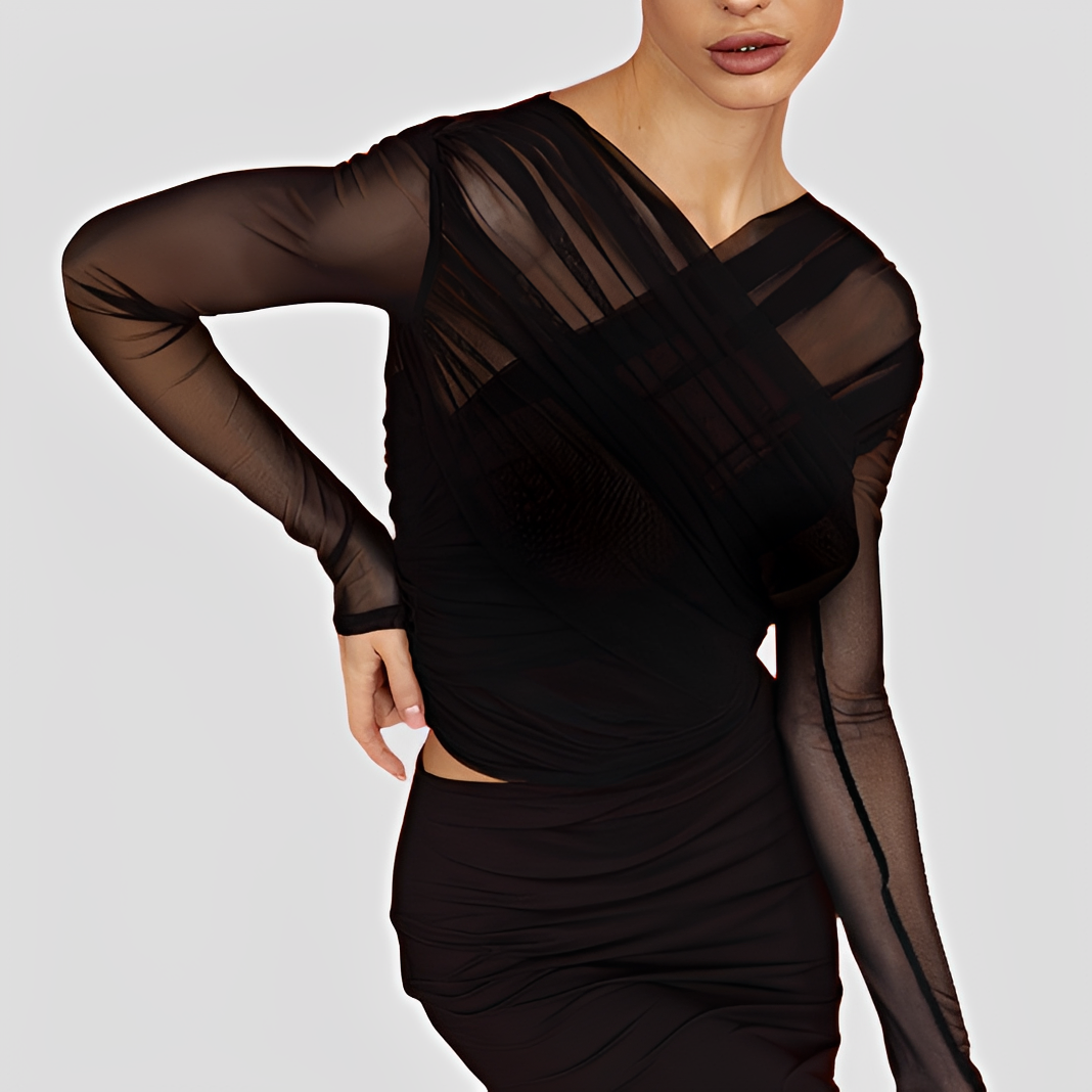 Cara - Elegante Langarmbluse mit Raffungen