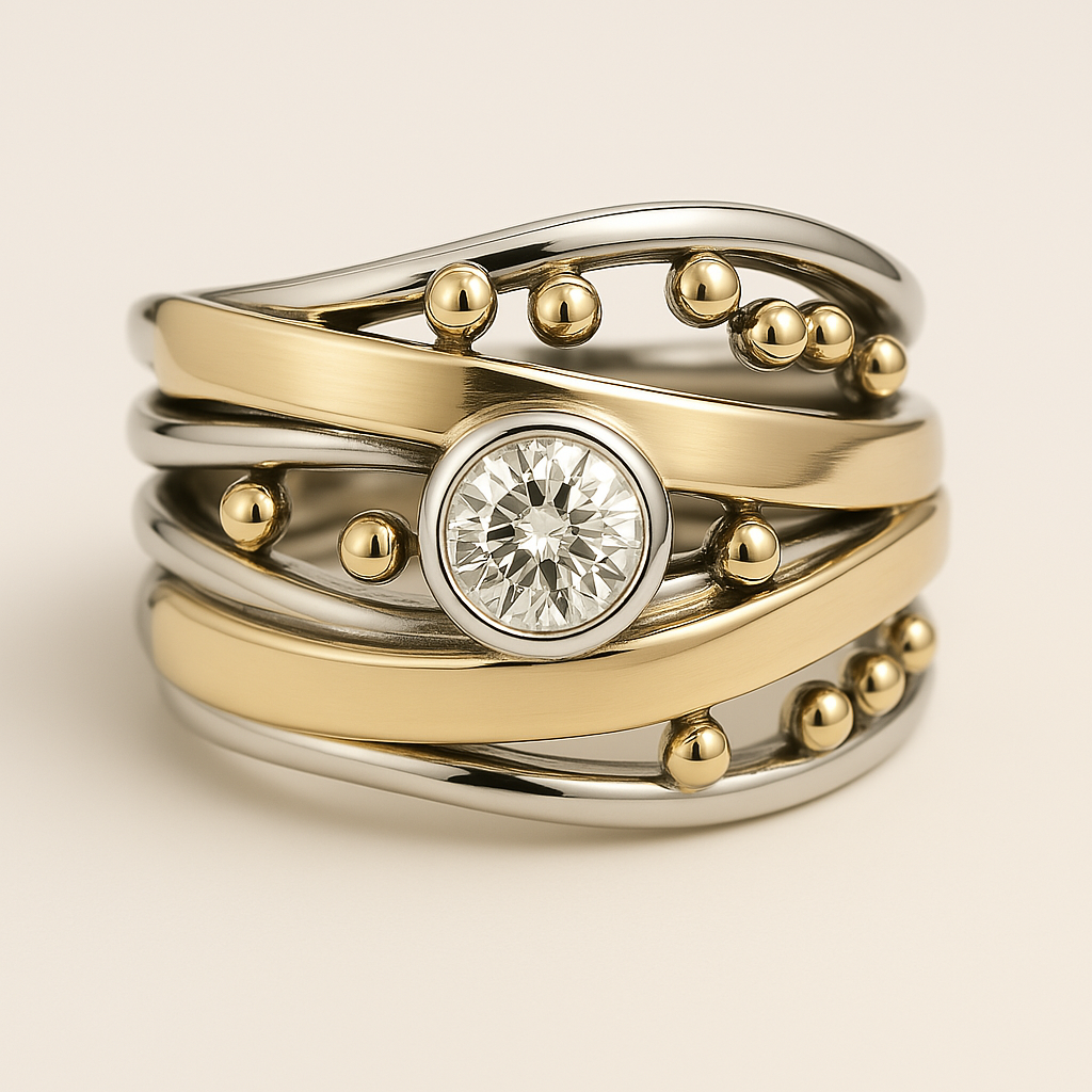 Dahlia – Vintage Goldring mit Zirkonia