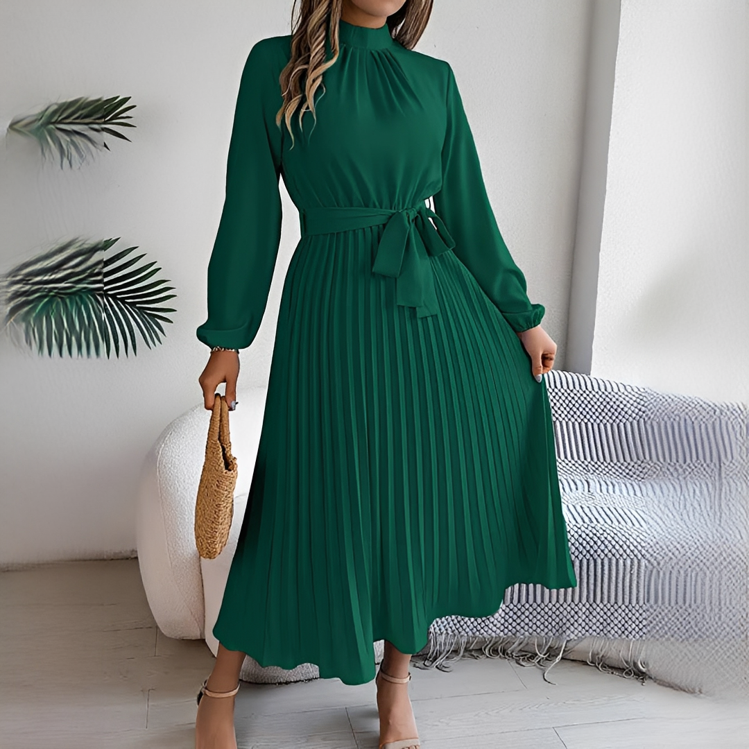Jessy - Plissiertes Kleid mit langen Ärmeln für Damen