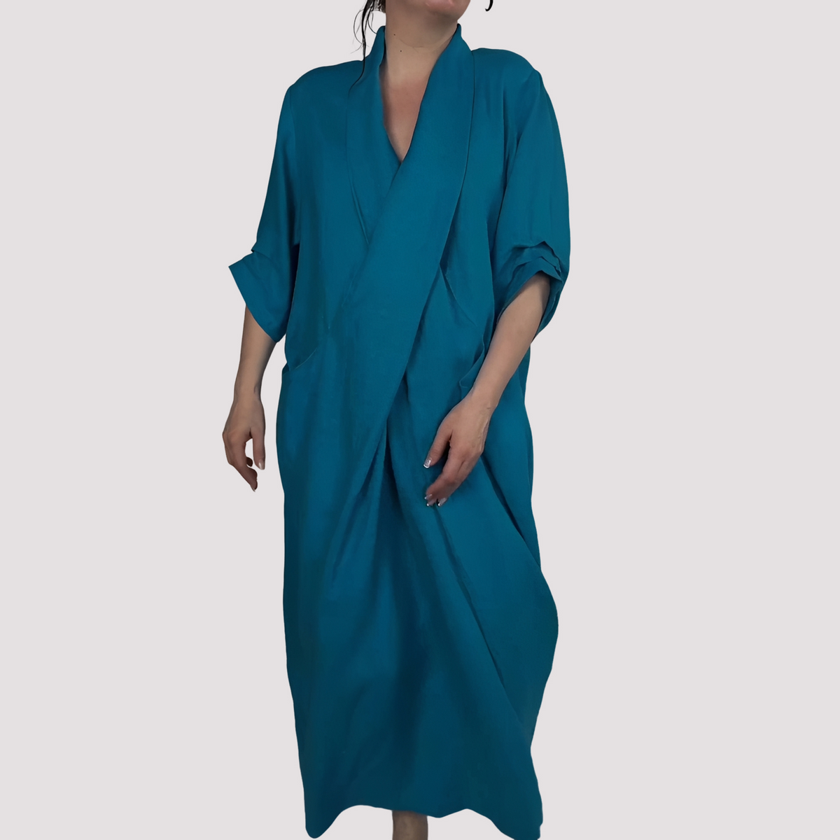Alicia - Langes lockeres Kleid mit Tasche für Frauen