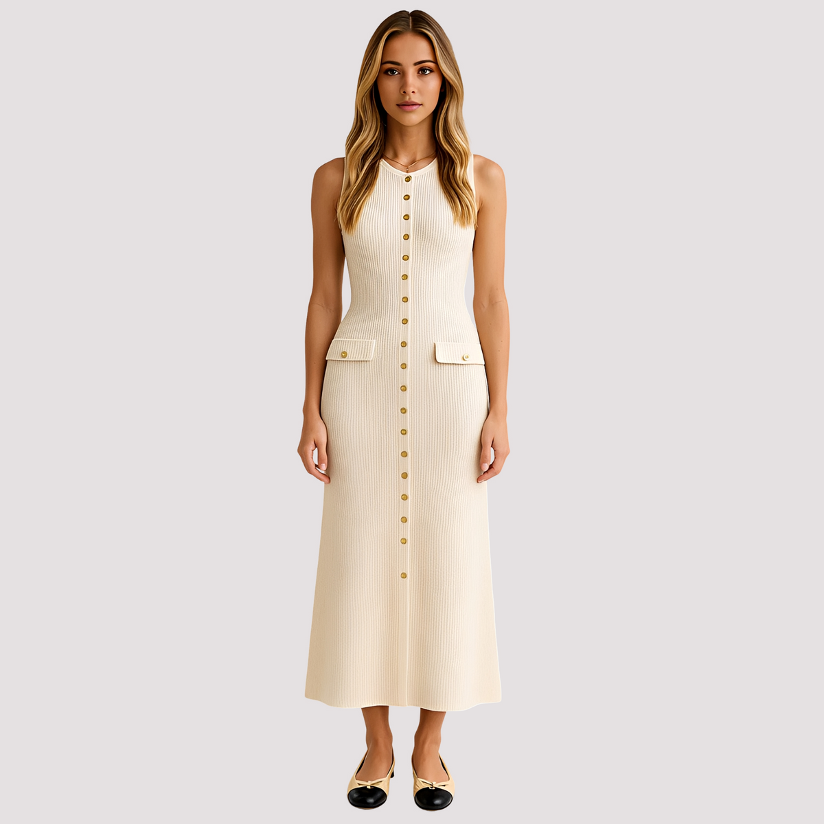 Jorja - Schickes Midikleid mit Knopfdetails