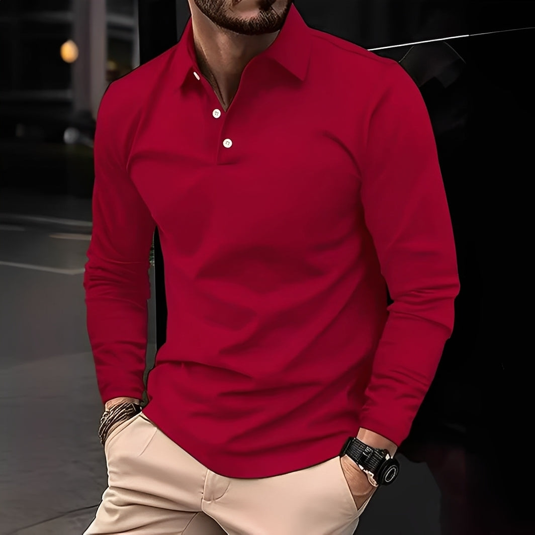 Deacon - Gemütliches Langarm-Poloshirt