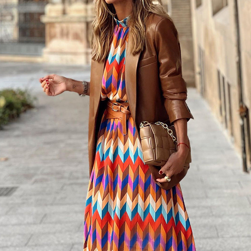 Susan - Lockeres Kleid mit geometrischem Muster für Frauen
