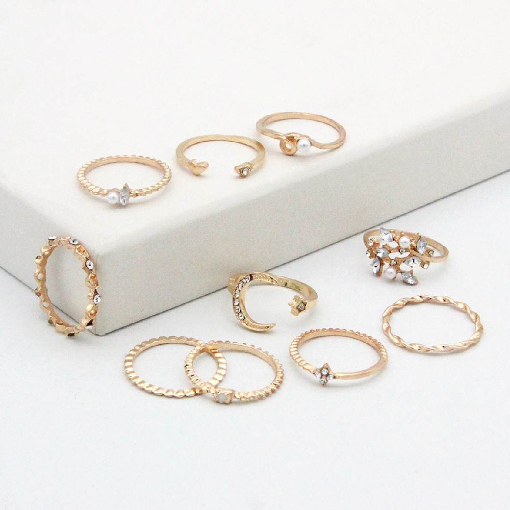 Ring-Set Mond und Stern - 10 Stück