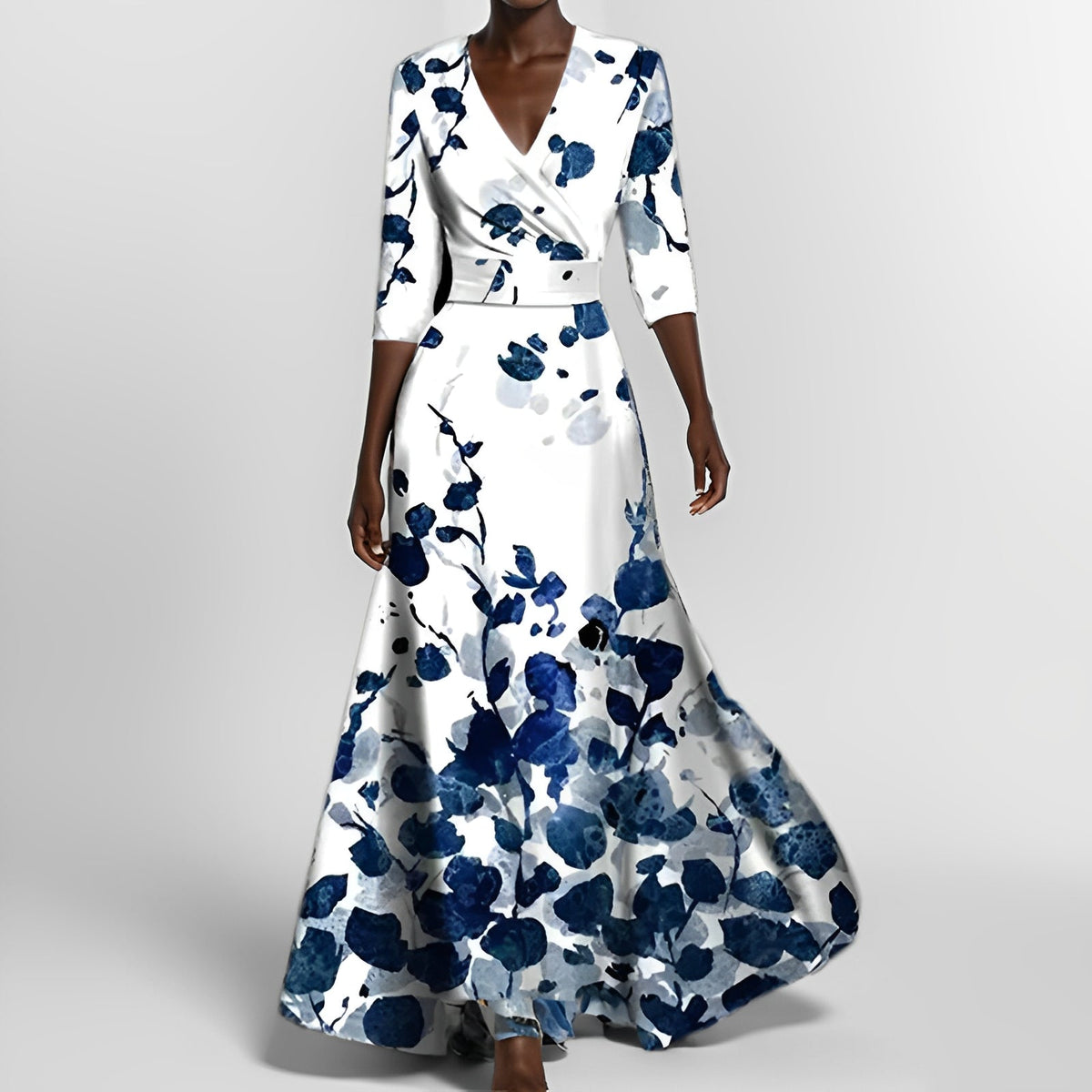 Delores - Langkleid mit Blumenmotiv und langen Ärmeln