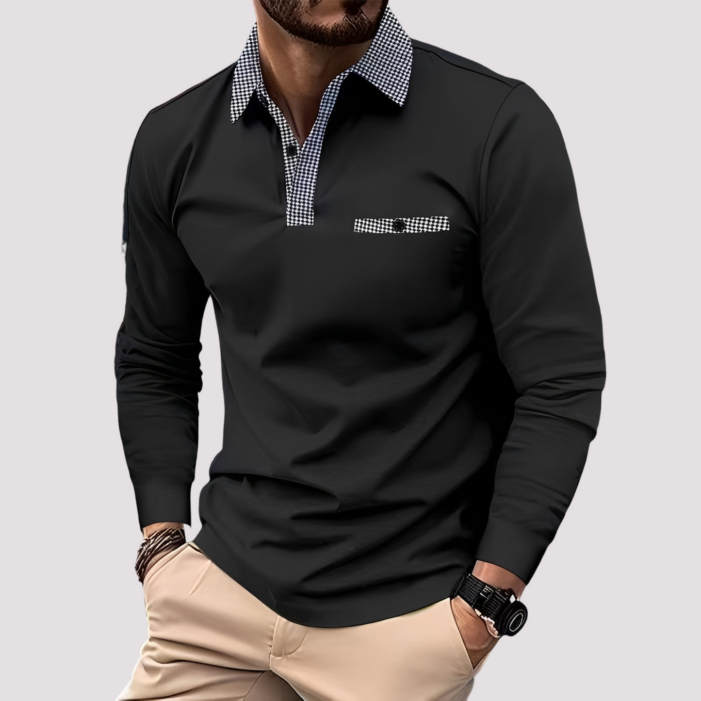 Aidan - Elegantes Polo mit langen Ärmeln für Herren