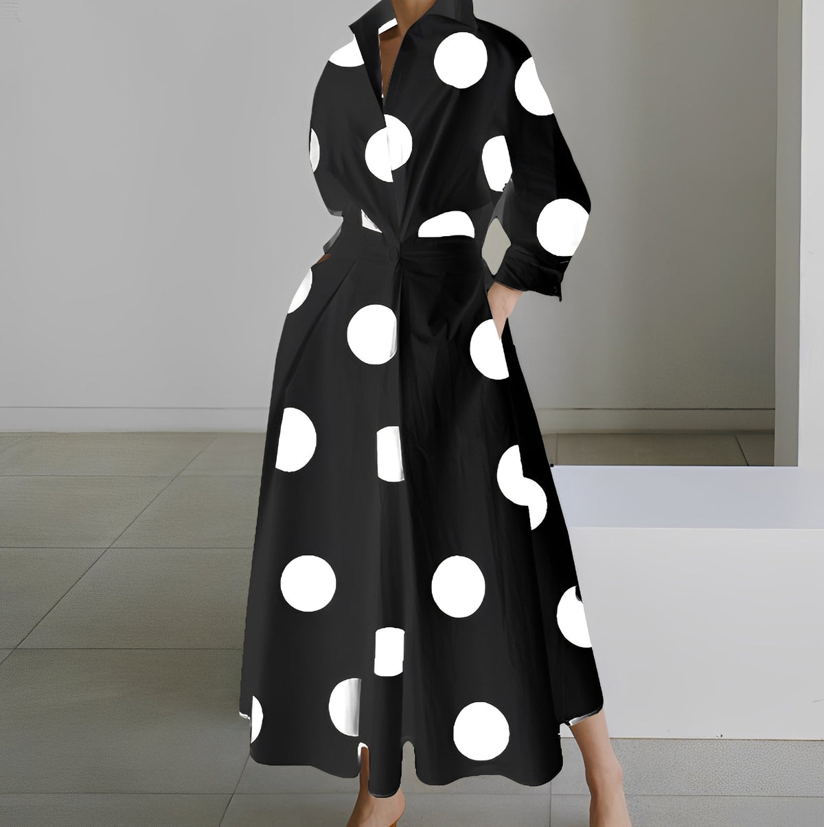 Martha - Elegantes Hemdkleid mit abstraktem Muster für Frauen