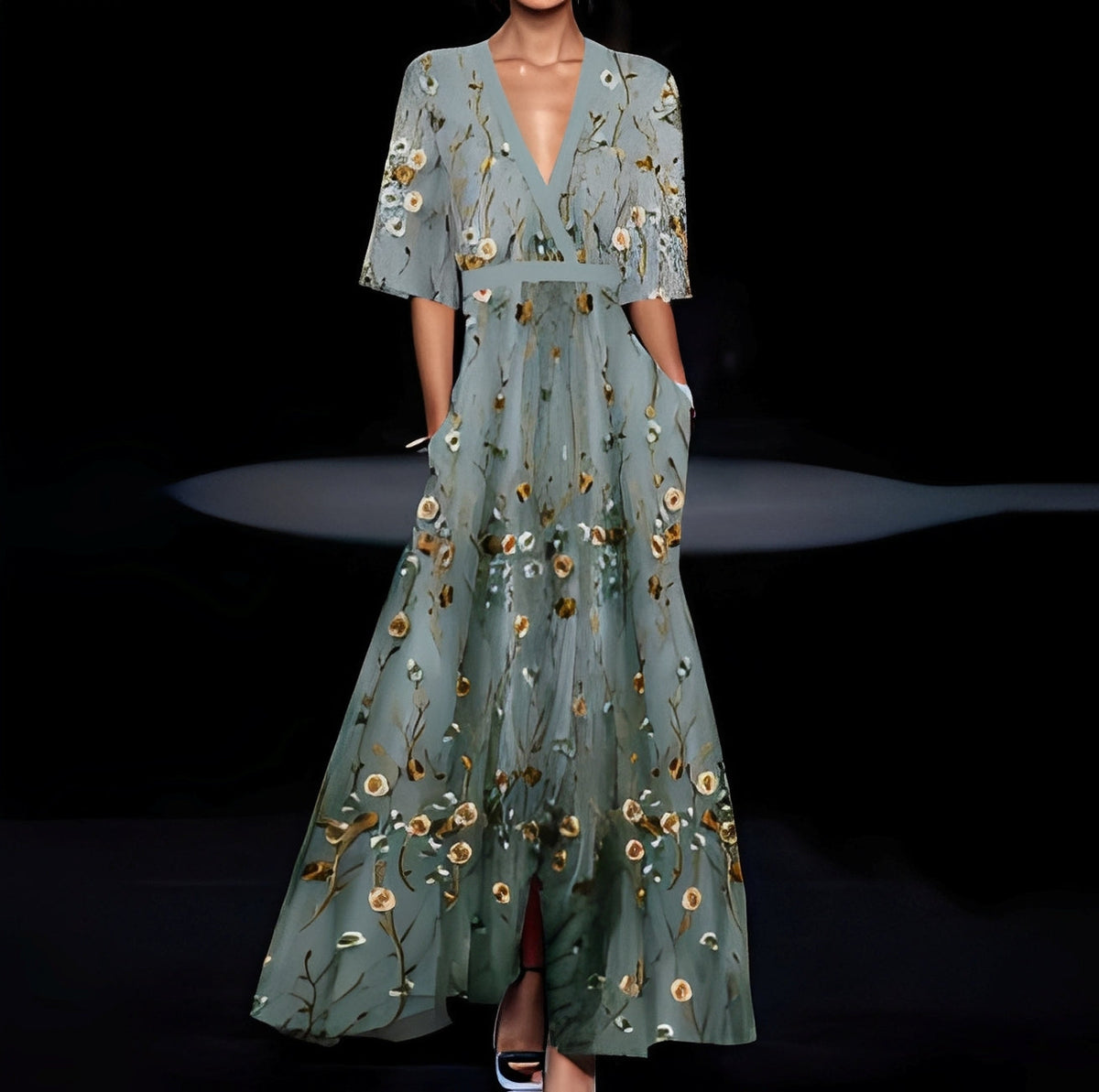 Debora - Damenmaxikleid mit Blumendruck