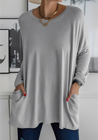 Krystle - Damen-Shirt mit langen Ärmeln und Taschen für Komfort