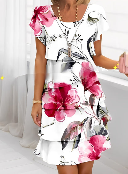 Caroline - Elegantes Kurzarm-Kleid mit Volants für Frauen