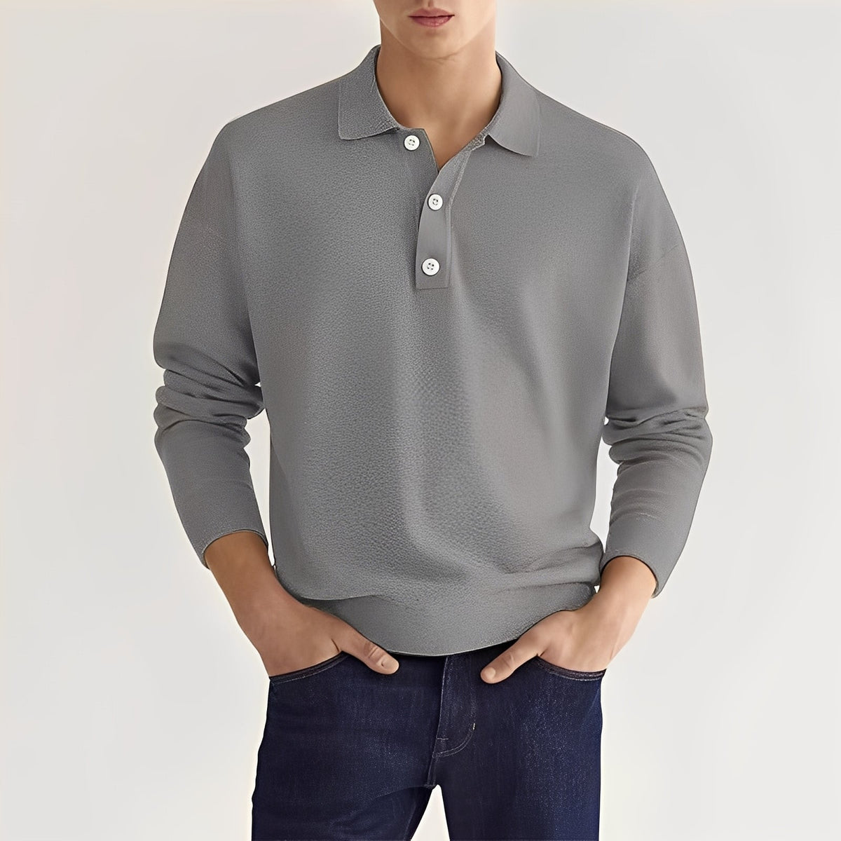 Dominic - Gemütliches Langarm-Poloshirt für Herren