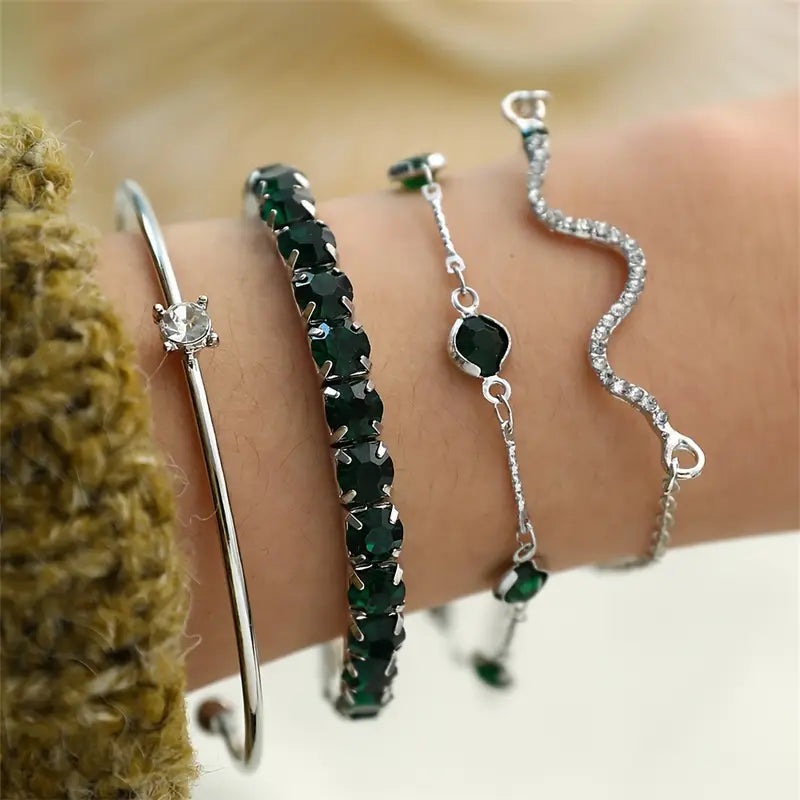 Camille – Elegantes Armband-Set mit grünen Steinen